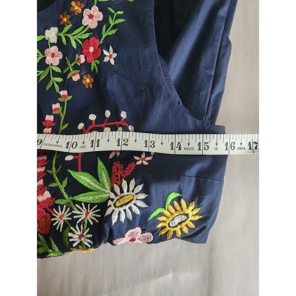 Wayward Fancies by eShakti navy Embroidered A Line dress sz 4 boho hippie office - Picture 8 of 12
